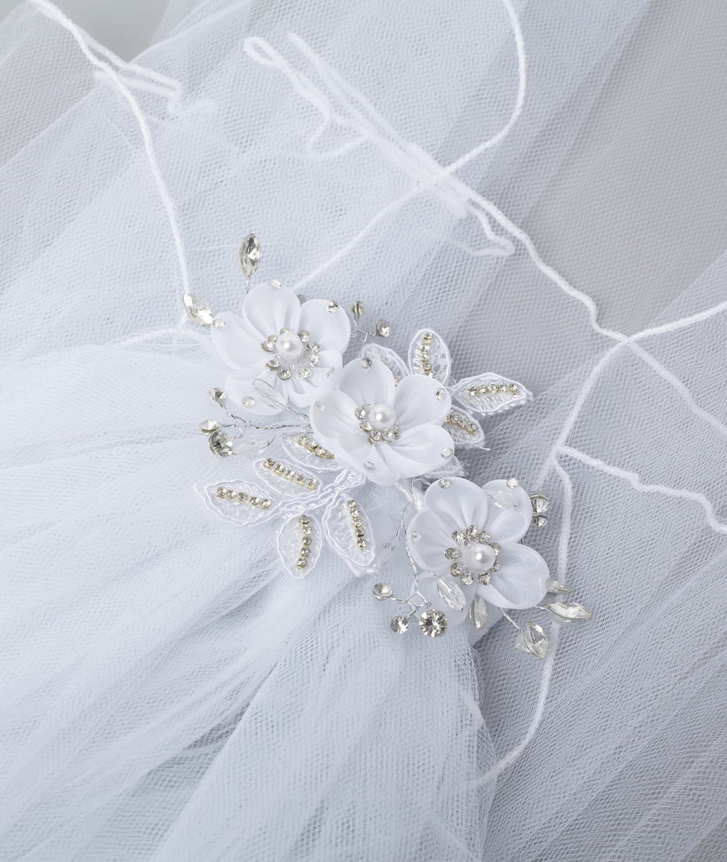 Communion Veil with Flower Headpiece comb - CMV254