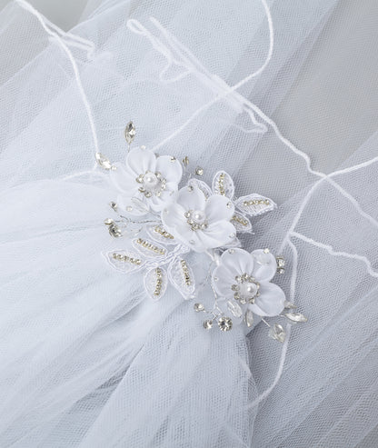 Communion Veil with Flower Headpiece comb - CMV254