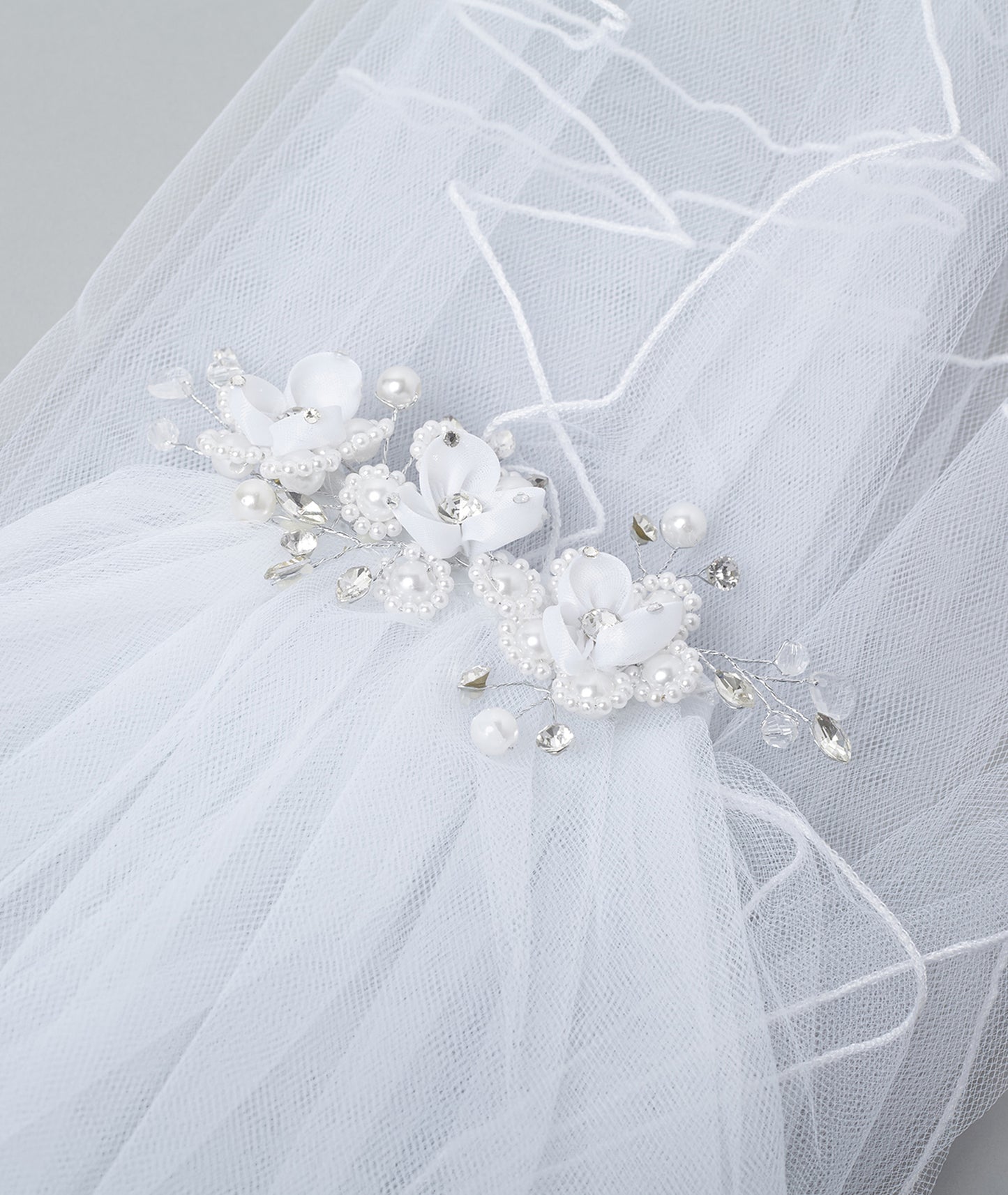 Communion Veil with Flower Headpiece comb - CMV255