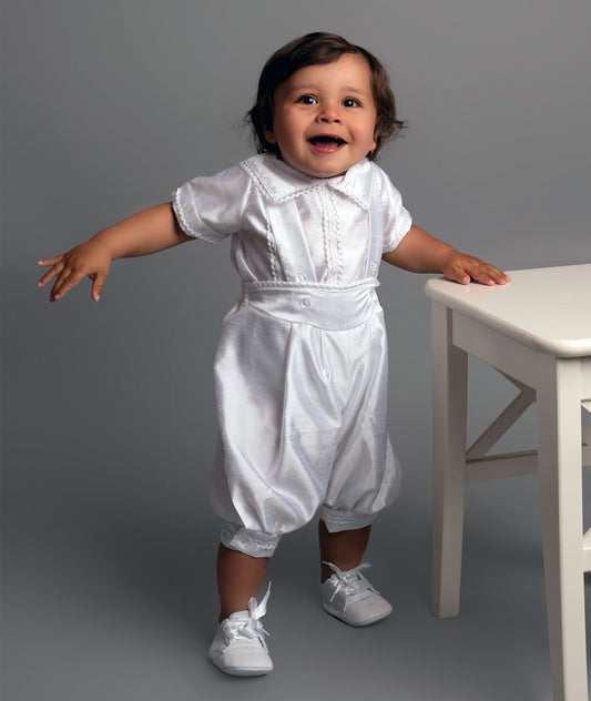 605 -  Christening Romper - 3 piece set