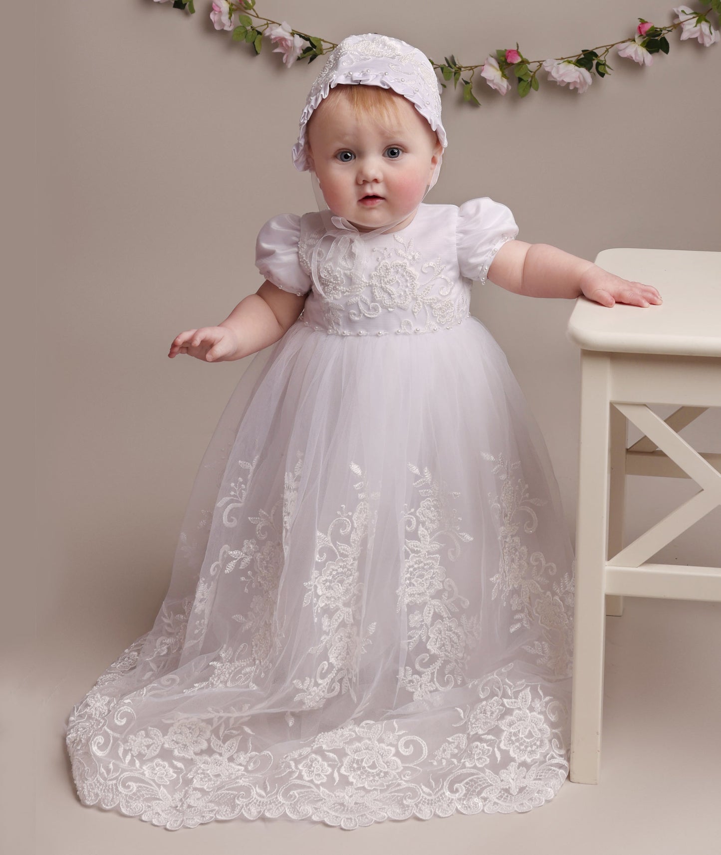 Alexa - Christening Gown with Bonnet