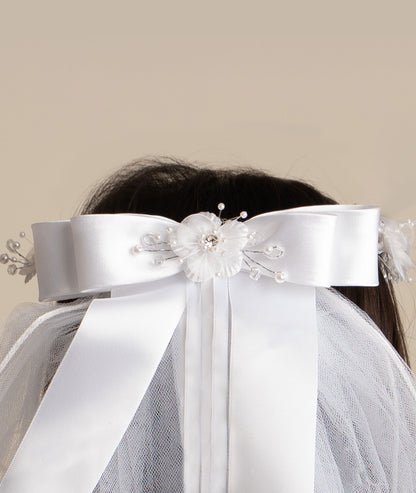 Veil with flower headpiece and bow - CMV 415