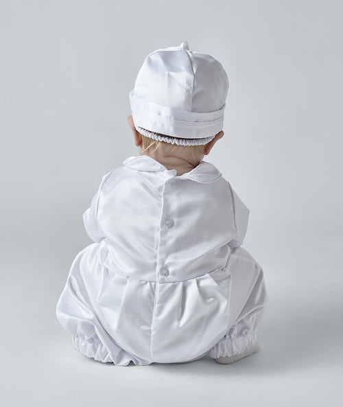 MICHAEL - Baby Boys Christening Romper with hat