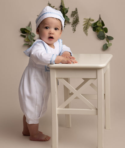 WILLIAM - Baby Boys Christening Romper with hat