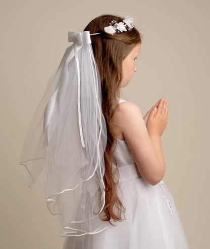 Veil with flower headpiece and bow - CMV 415