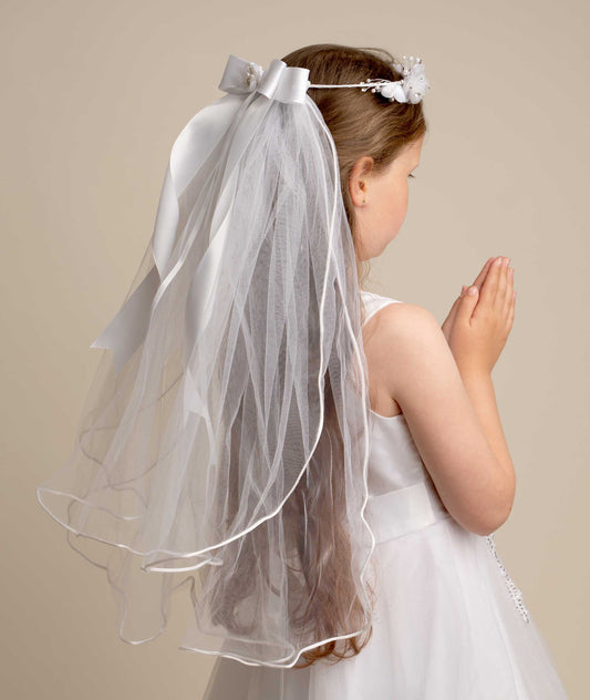 Veil with flower headpiece & bow - CMV 441