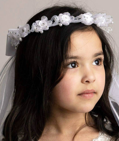 Veil with flower headpiece and bow - CMV 2330