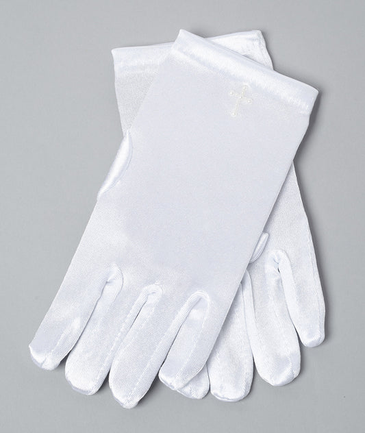 White Satin Gloves with Cross - Gaby