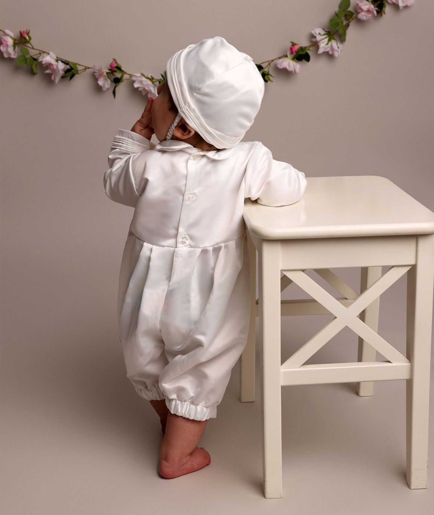 MICHAEL - Baby Boys Christening Romper with hat